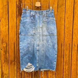 Free People Denim Midi Skirt